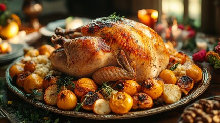 Roasted Turkey on a Silver Platter