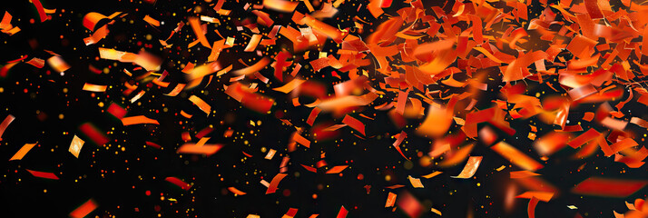 Orange Burst Bursts: A burst of orange confetti exploding against a black background, creating a striking visual for events or promotional materials.