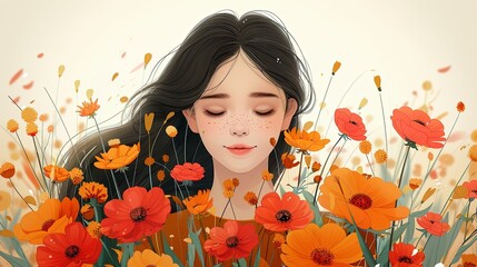 Happy Womens Day March 8! Cute cards and posters for the spring holiday. Vector illustration of a date, a woman and a bouquet of flowers