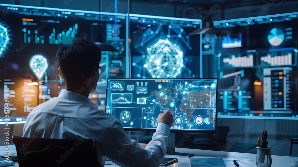Aufkleber immersive virtual training room with ai powered learning modules promoting remote skill development