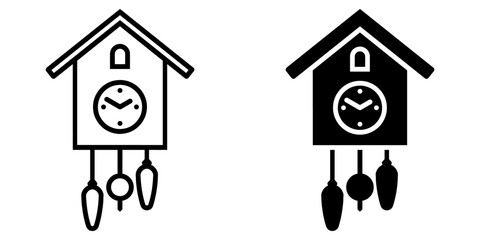 ofvs732 OutlineFilledVectorSign ofvs - cuckoo clock vector icon . antique german wall watch sign . isolated transparent . outline and filled version . AI 10 / EPS / PNG . g12078