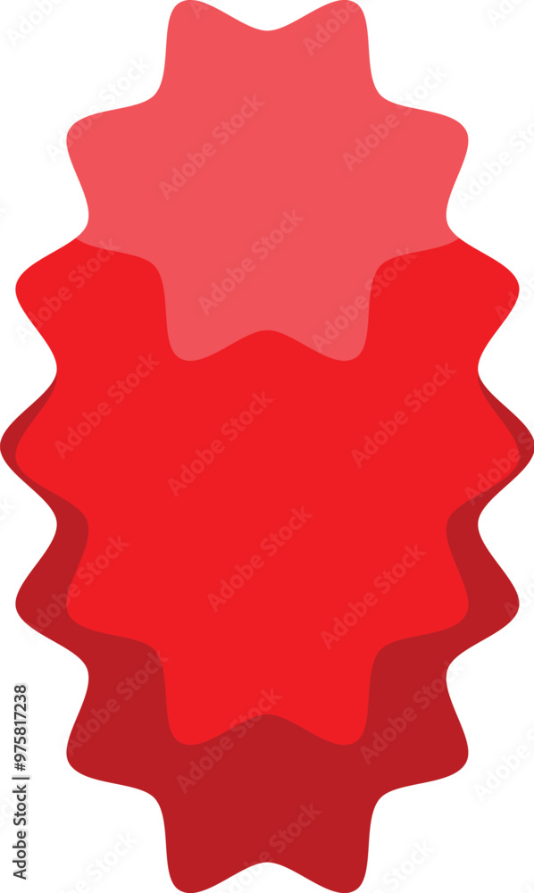 Poster red starburst shape with a three dimensional effect, perfect for grabbing attention