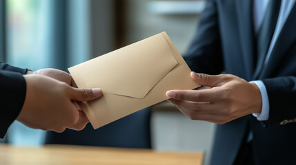Boss or manager gives an envelope as a reward for good work, created with generative Al technology