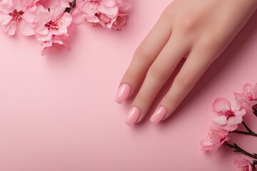 Fototapeta premium Pink Nail Polish & Cherry Blossom