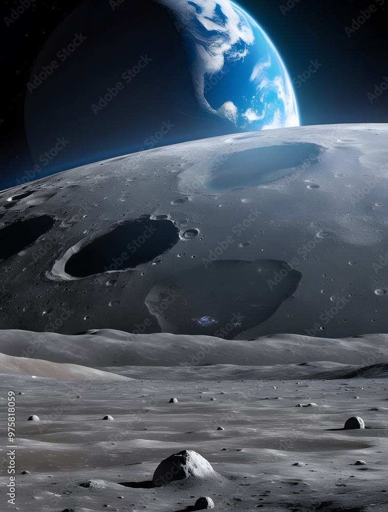 Poster view of the planet earth from space during a sunrise 3d rendering generated by ai
