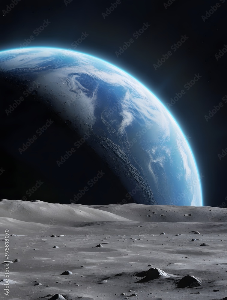 Poster view of the planet earth from space during a sunrise 3d rendering generated by ai