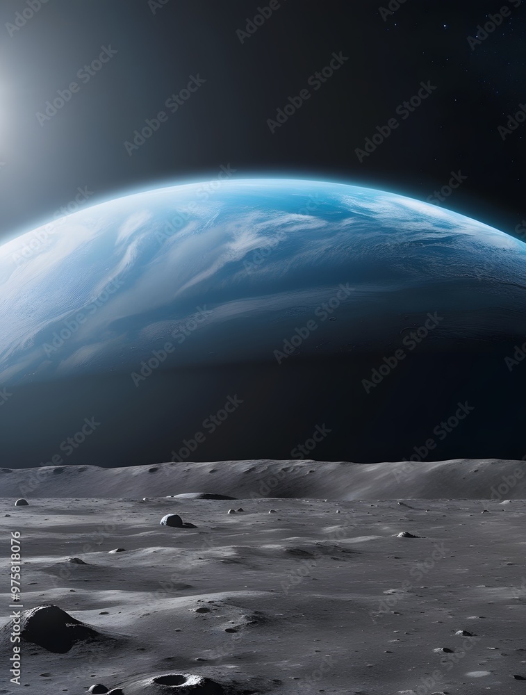 Poster view of the planet earth from space during a sunrise 3d rendering generated by ai