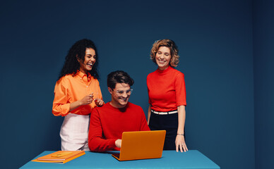 Diverse team of colleagues collaborating on a project