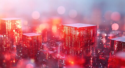 Fototapeta premium Abstract Cityscape in Red Tones