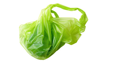 Fototapeta premium Green plastic bag on transparent background