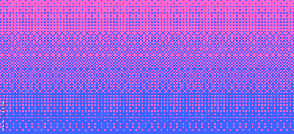 Poster pixelated gradient texture. blue and pink dither pattern background. futuristic retro design