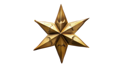 Golden star on transparent background