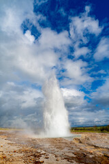 spectacular geyser in action in Iceland