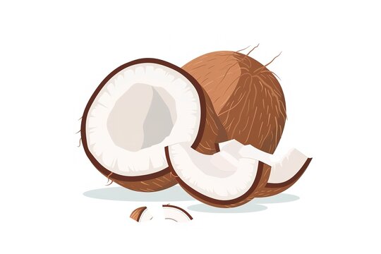recommend clip art: Coconut vector Illustration on white background simple and clean flat design