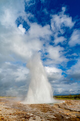 spectacular geyser in action in Iceland