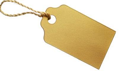 Golden price gift tag on transparent background