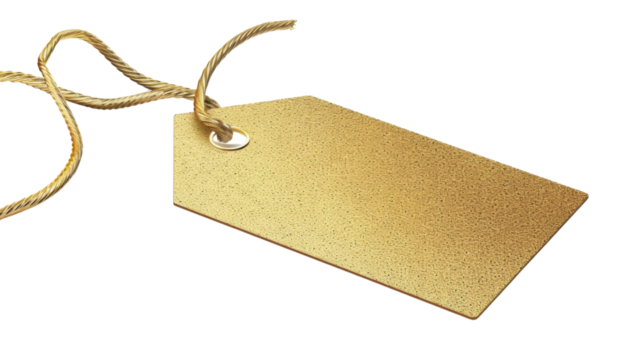 Golden price gift tag on transparent background