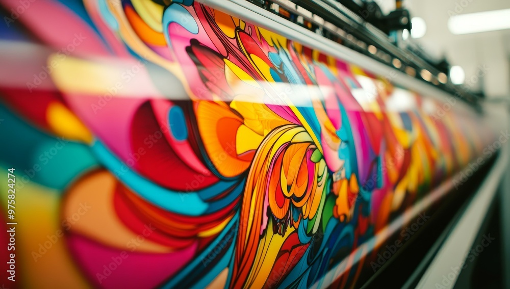 Poster colorful abstract design printing on a large format printer.