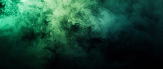Eerie Green Fog Against Black Background