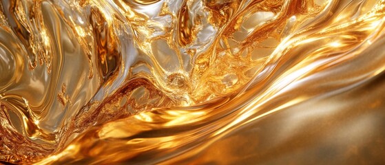 Surreal Liquid Gold Waves in Abstract Elegance