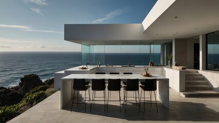 Minimalist Modern Kitchen on a Cliffside