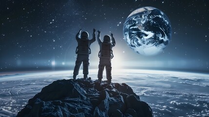 Astronauts Celebrating the Successful Return from Space Mission