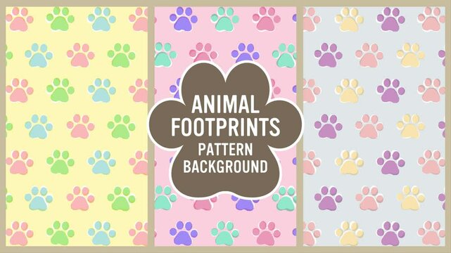 Animal footprints pattern background set (6 seconds loop)
