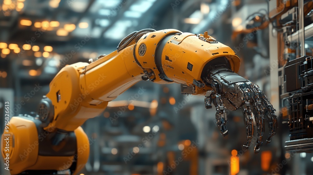 Aufkleber automation engineer working with a robotic arm in the manufacturing industry, emphasizing system des