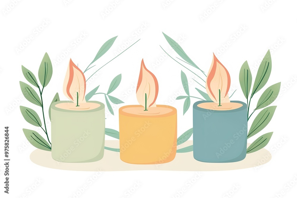 Poster candles a flat illustration style a simple background vector graphics soft edges warm colors three c