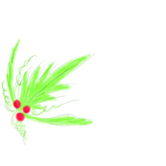 Red cherry green leaves