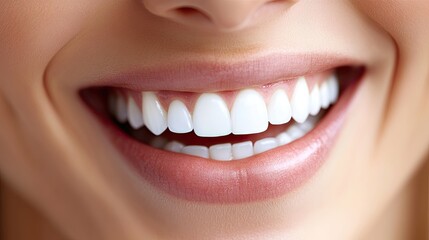 Obraz premium A woman with a white smile showing her teeth
