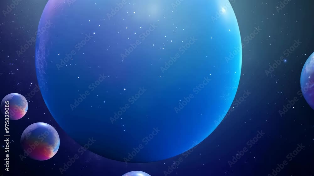 Aufkleber a vibrant cosmic scene showcasing multiple colorful bubble-like spheres against a starry space backg