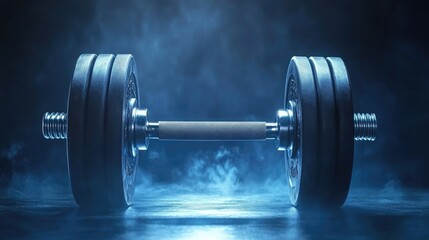 Naklejka premium A large weight bar with a blue background