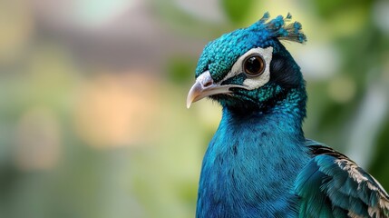 Obraz premium head white, beak black, background green, leafy