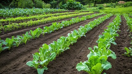 Obraz premium A field of vegetables including broccoli and lettuce