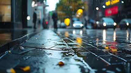 Obraz premium cars drive on the street, people walk cautiously