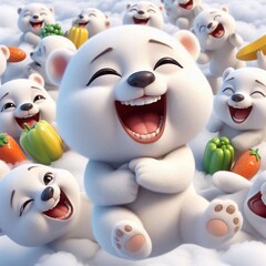 Naklejka premium 3D lachendes Eisbär Baby