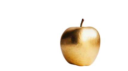 Golden apple on transparent background