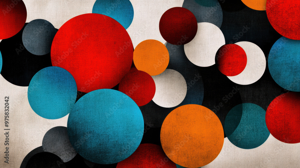 Poster a colorful abstract painting of many different colored circles. the circles are of various sizes and