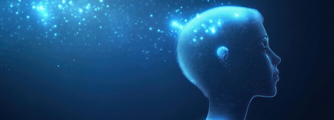 Obraz premium Digital Human, Blue Glow, Abstract Concept