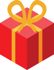 Red gift box wrapped with a golden ribbon is a perfect symbol of celebration, representing joy and appreciation
