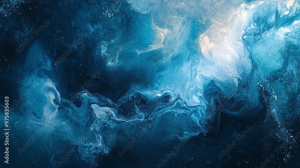Poster abstract blue background featuring a smooth gradient and tranquil wave pattern for aesthetic and dec