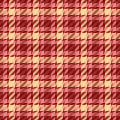 Graphic fabric plaid texture, hippie tartan background check. Modern pattern textile vector seamless in red and orange colors.