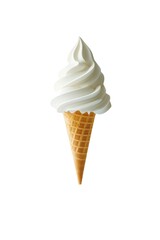Perfect soft-serve ice cream cone, isolated on a clean white background