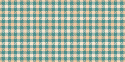 Colorful pattern textile vector, genuine seamless background check. Interior fabric texture tartan plaid in teal and orange colors.