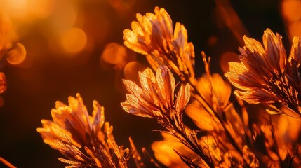  A tight shot of blooms with sunlight filtering through their leafy backs