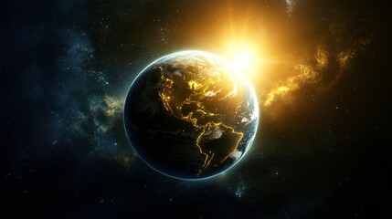 Obraz premium Exploring the Concept of Life America on Inner Surface of Planet Illuminated by a Sun Within