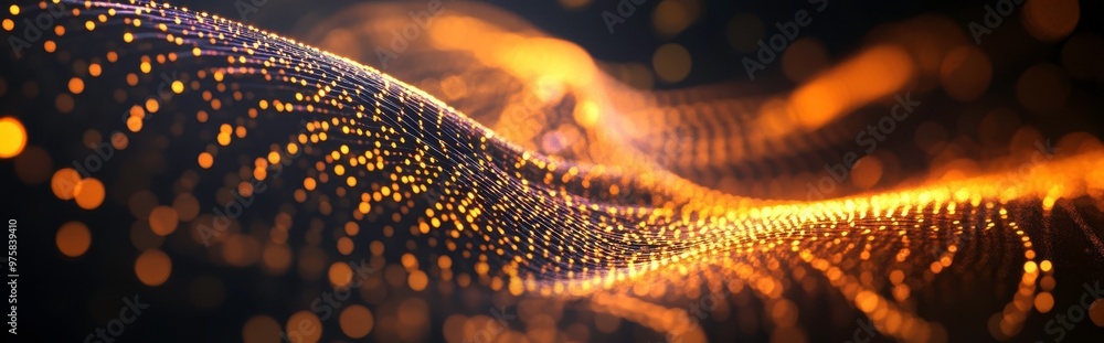 Poster Colorful Digital Butterfly With Binary Code and Glowing Lights in a Minimalist Abstract Setting
