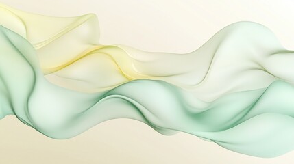 Fototapeta premium A calming abstract design featuring silky waves in soft mint green and pale yellow