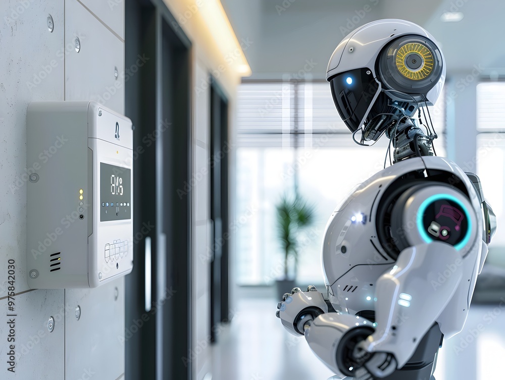 Poster robotic home security assistant monitoring advanced smart technology systems